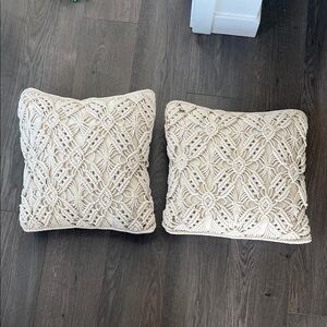Cream Macramé Throw Pillows covers